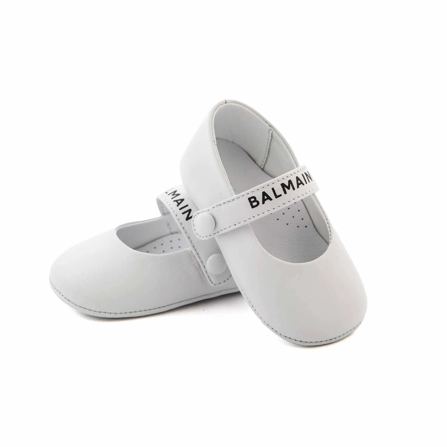 Mini Ballerine Bianche In Pelle Neonata