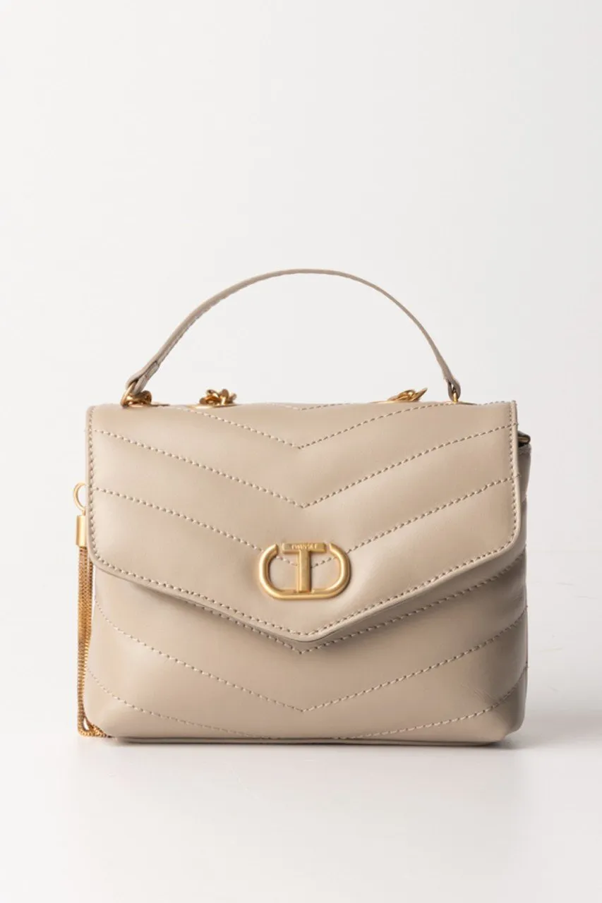 Mini tracolla Dreamy con logo TAUPE