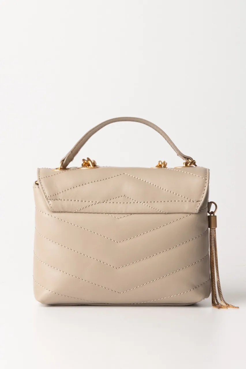 Mini tracolla Dreamy con logo TAUPE