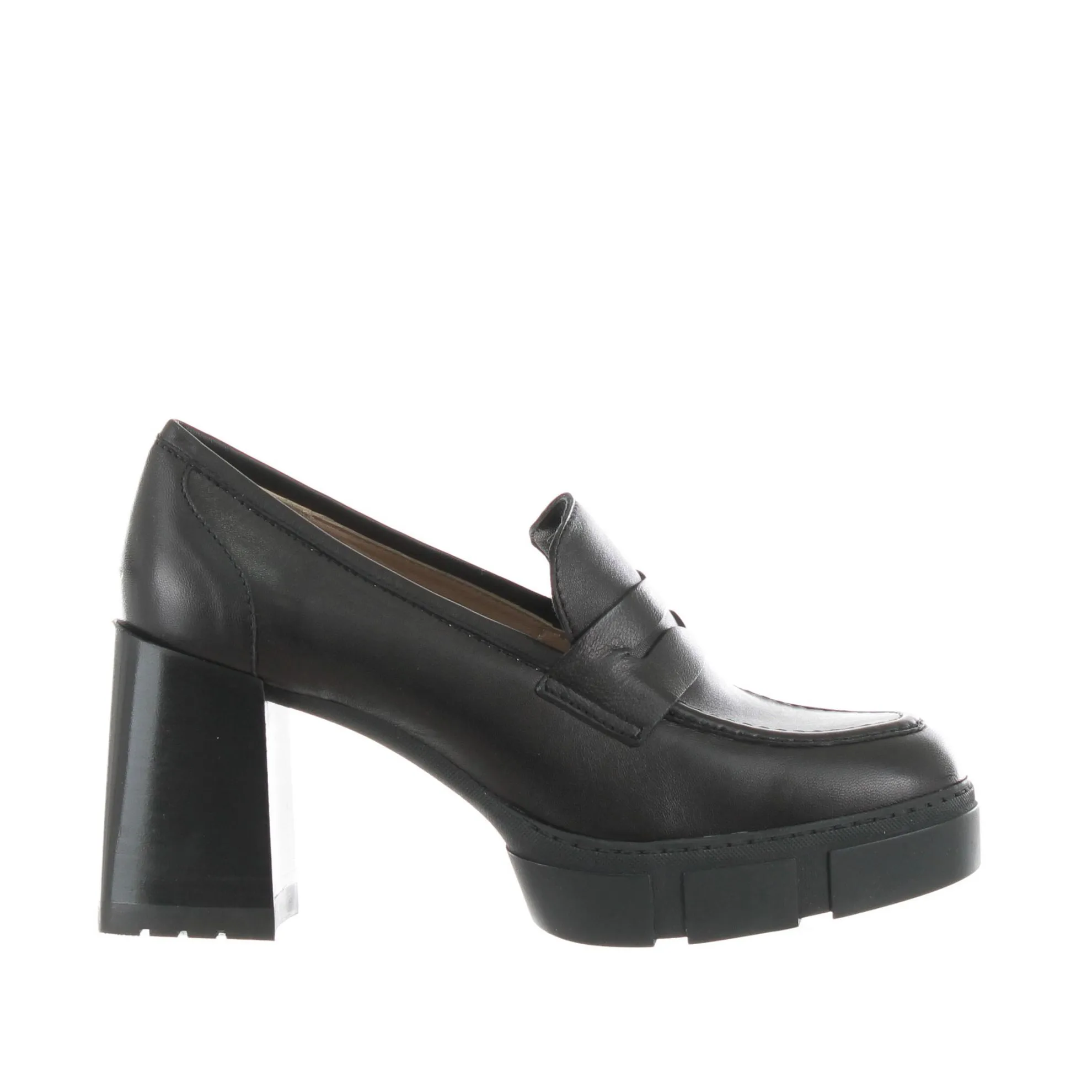 Mocassino con tacco in pelle