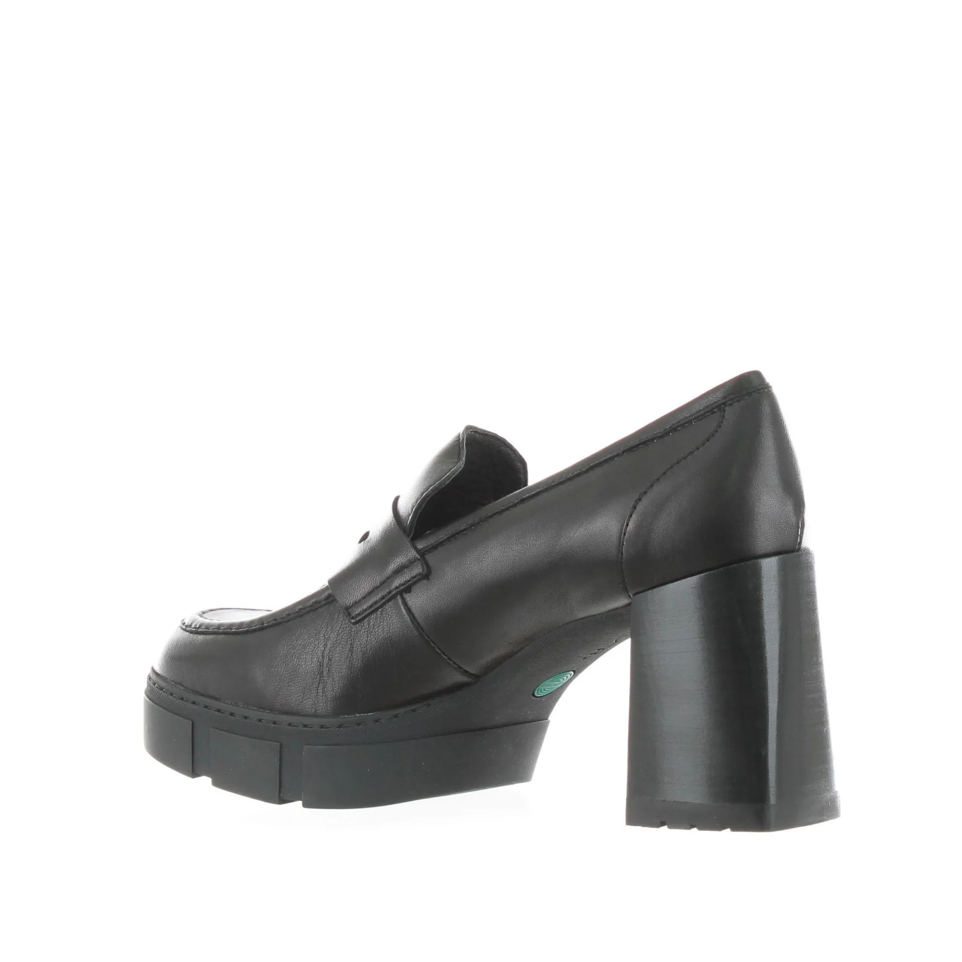 Mocassino con tacco in pelle