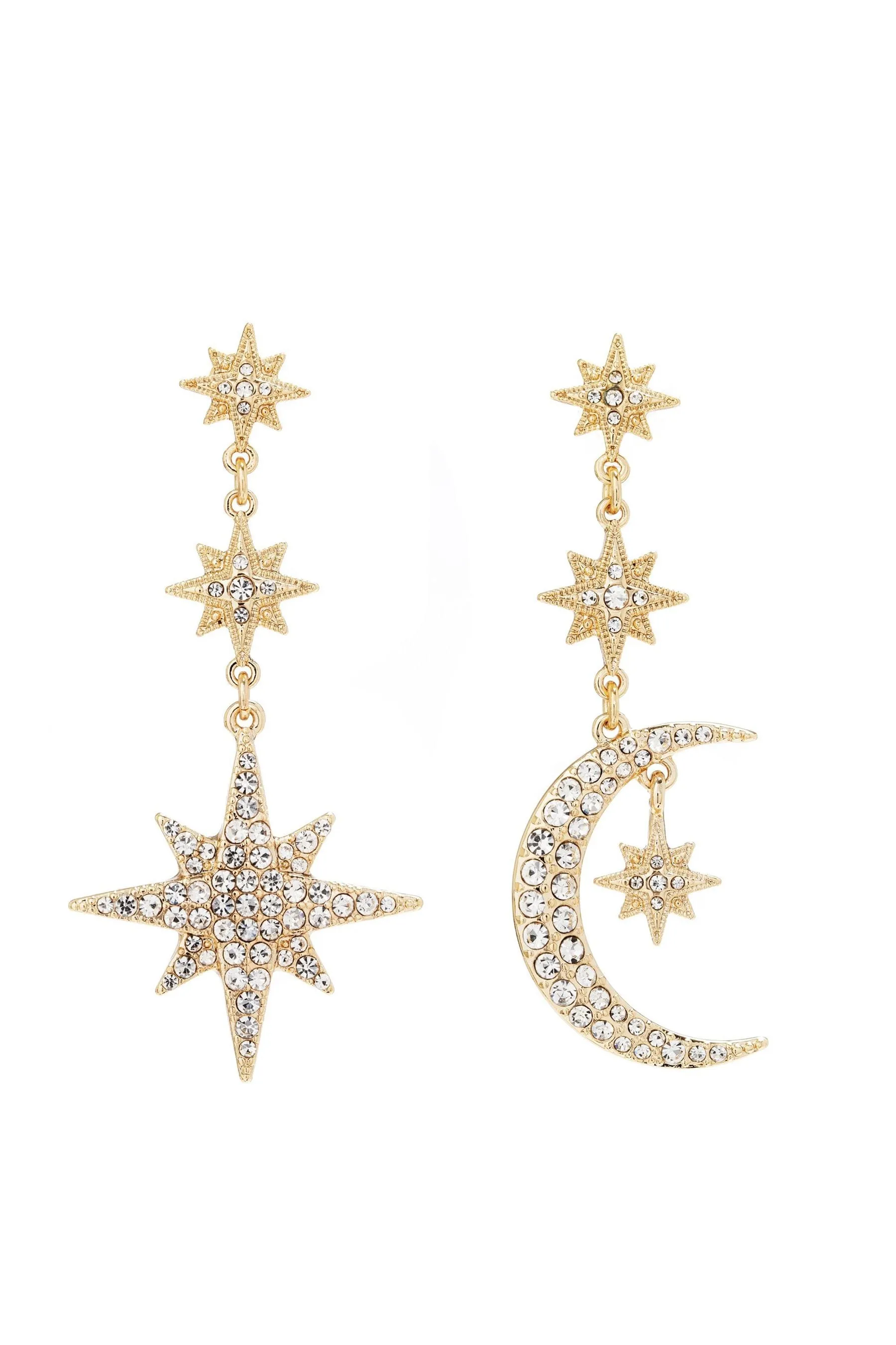 Mood Mix And Match - Orecchini pendenti con stelle e luna