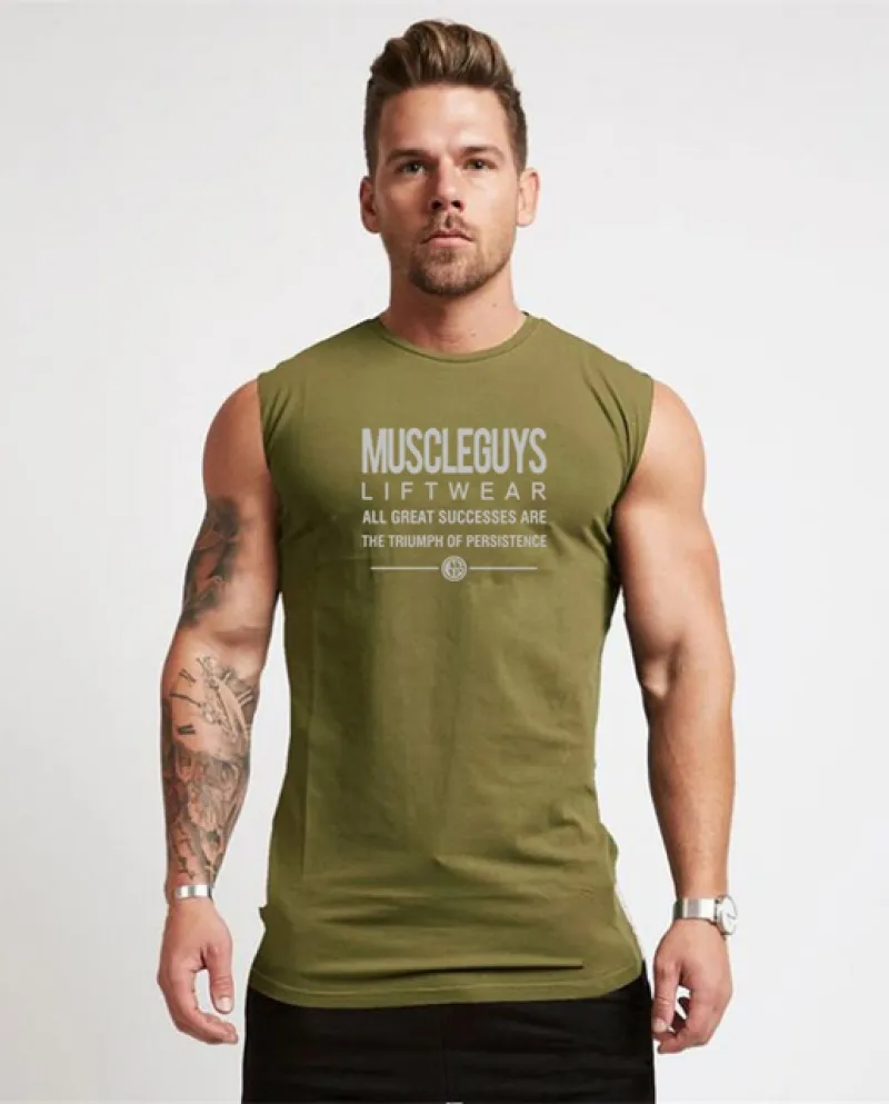 Muscleguys Bodybuilding Stringer Canotta da uomo Abbigliamento da palestra Fitness Gilet senza maniche da uomo Canottiere in cot
