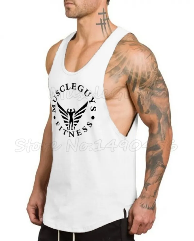 Muscleguys Marca Palestre Camicia Bodybuilding Abbigliamento Fitness Uomo Canotta Allenamento Gilet Stringer Canotta Cotone Abbi