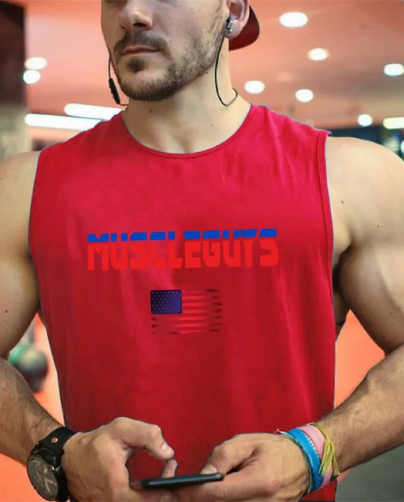 New Muscle Guys Brand Mens Gilet senza maniche in cotone estivo Canotte da uomo Abbigliamento da palestra Bodybuilding Camicia F