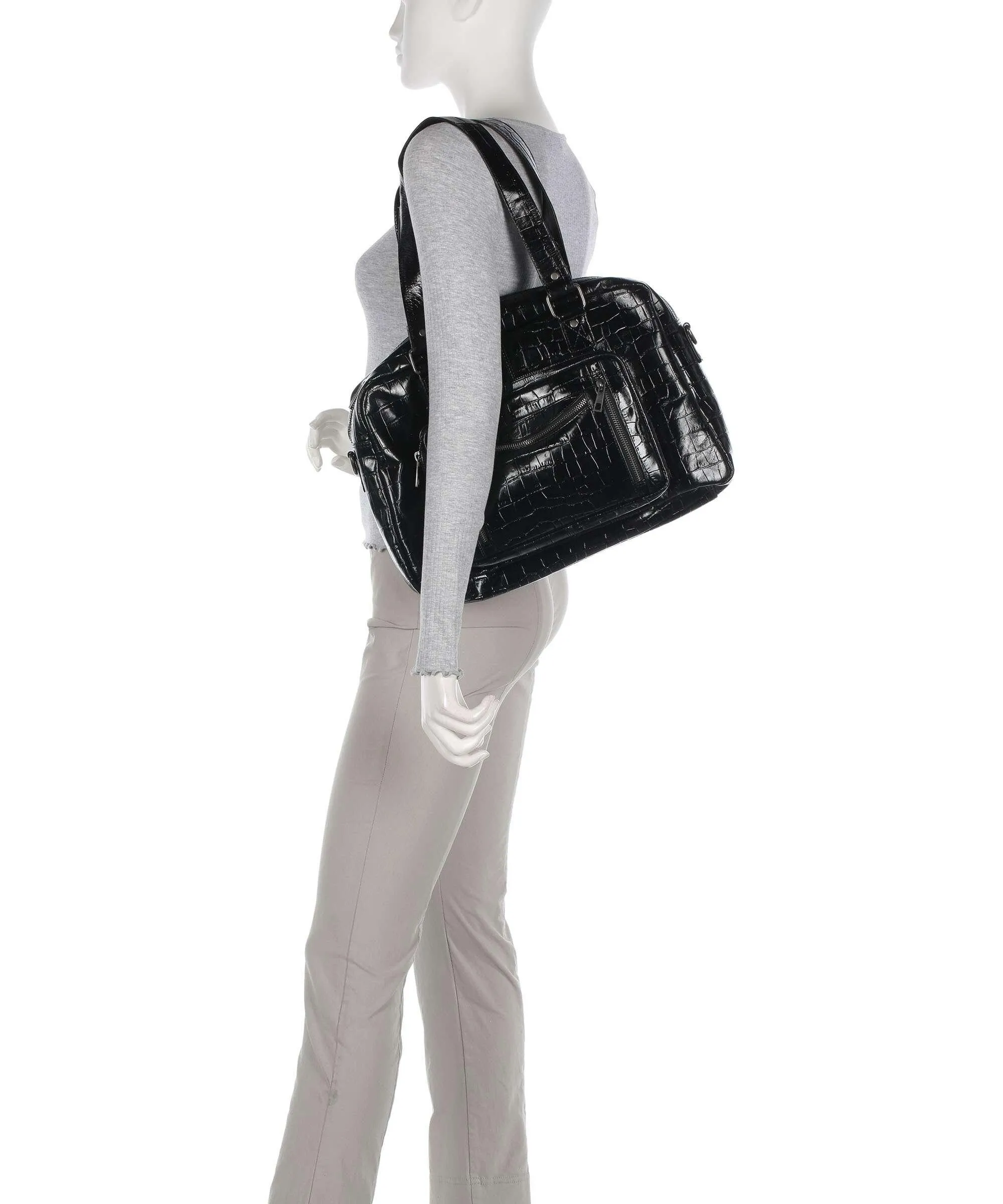  Núnoo Texas Mille Borsa shopper pelle in rilievo nero  