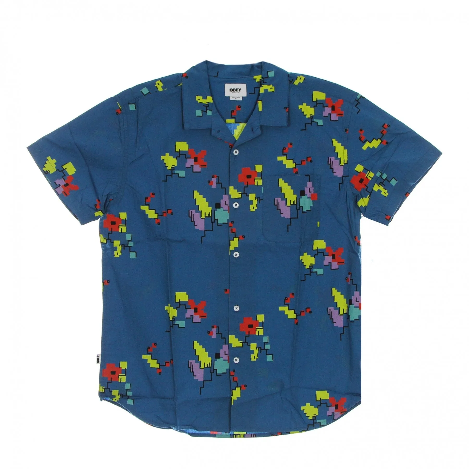 Obey Camicia Digital Woven SS 181210337 atlantic blue