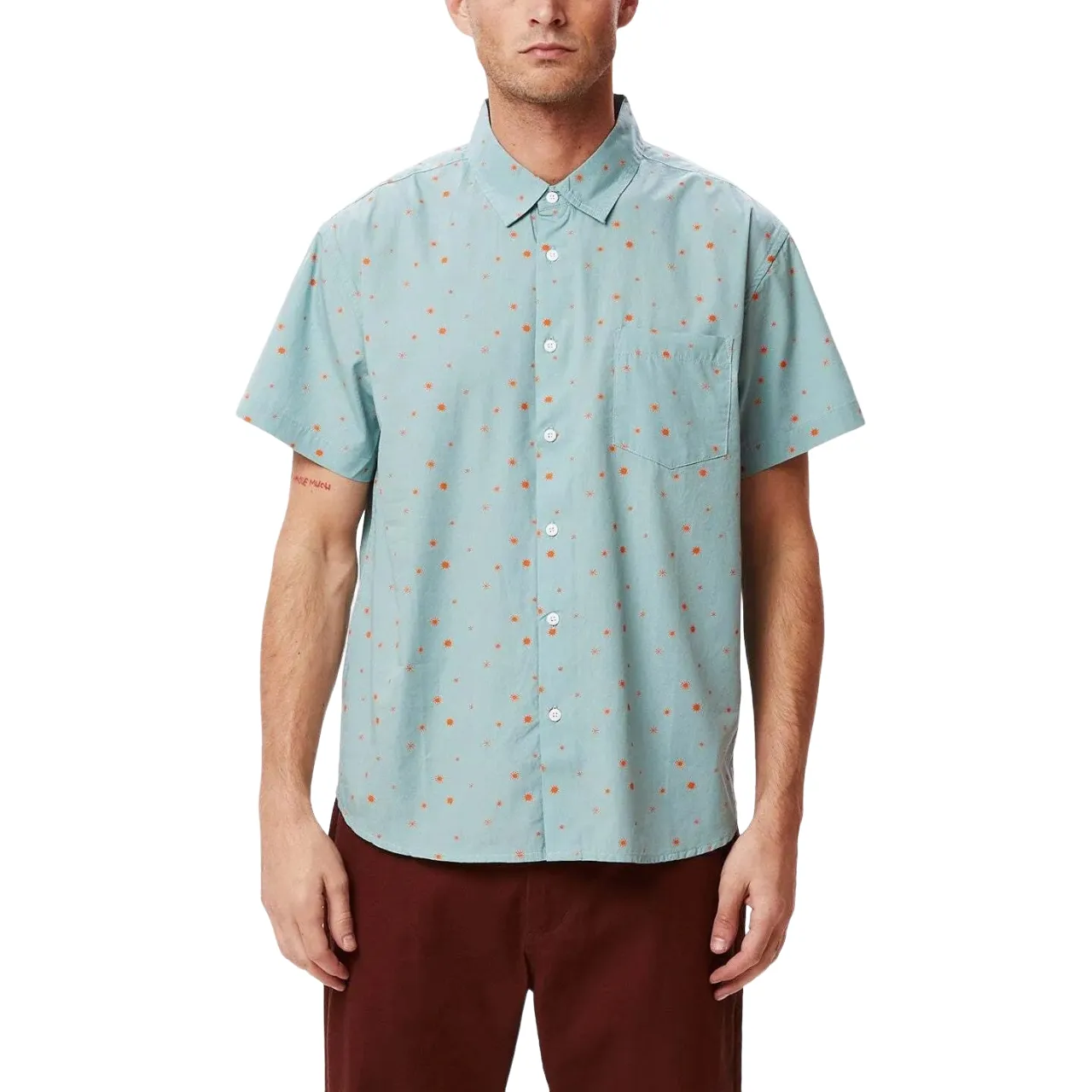 Obey Camicia manica corta da uomo Burst Woven 181210336 turchese