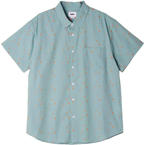 Obey Camicia manica corta da uomo Burst Woven 181210336 turchese