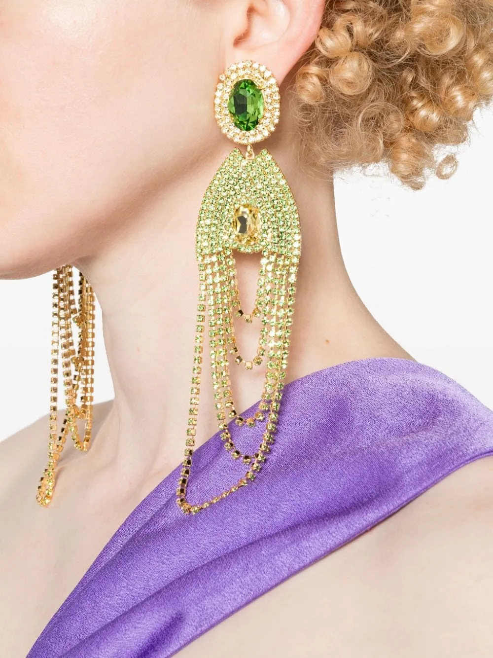 Orecchini pendenti con cristalli in verde Magda Bytrum - donna
