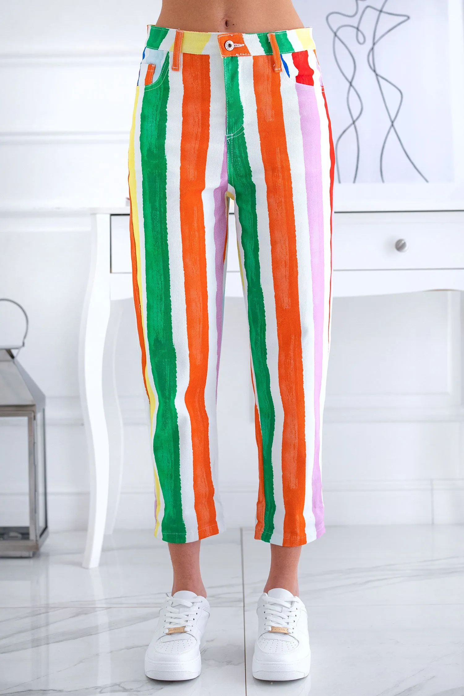 Pantalone multicolor alla caviglia