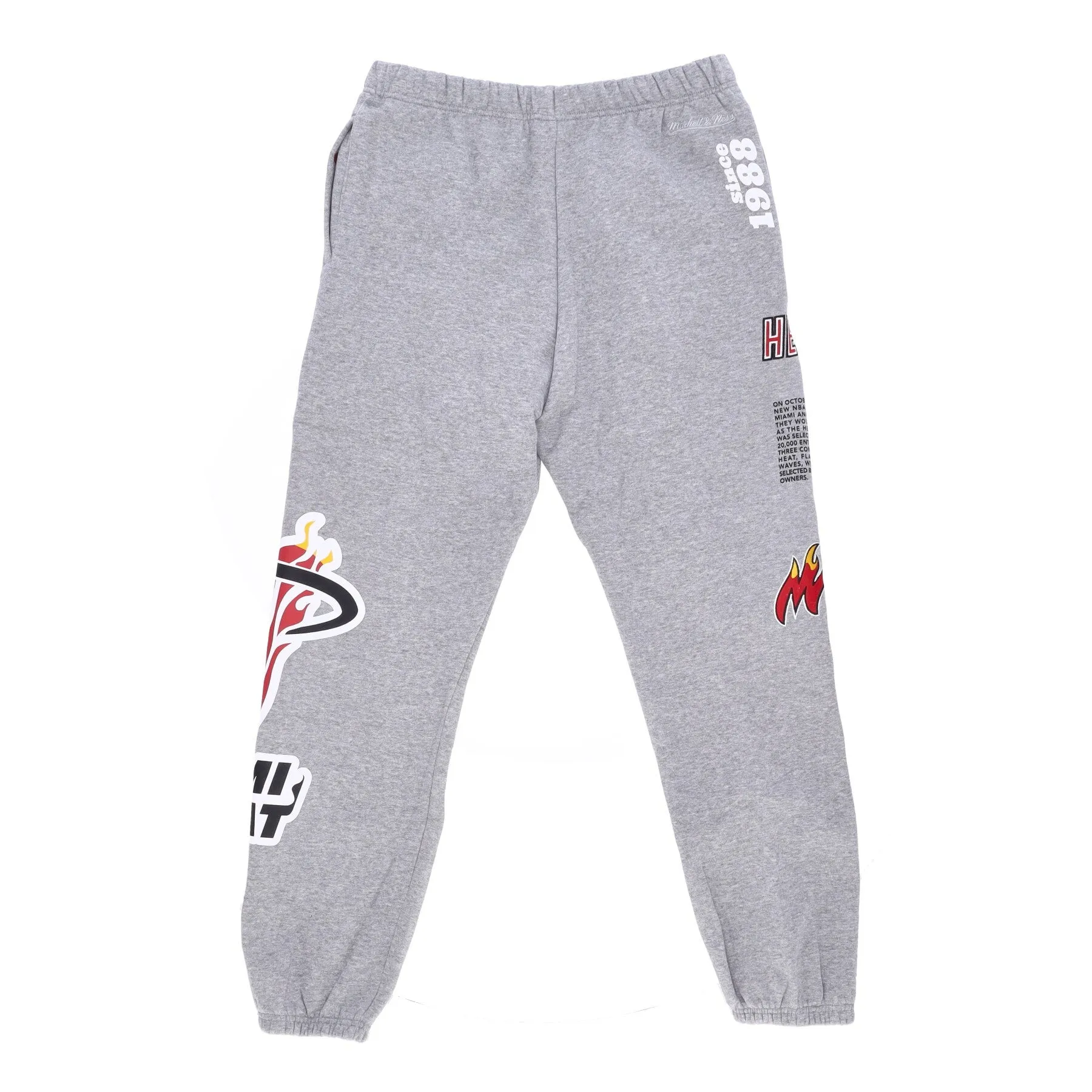 Pantalone Tuta Felpato Uomo Nba Team Origins Fleece Pant Hardwood Classics Miahea Grey Heather