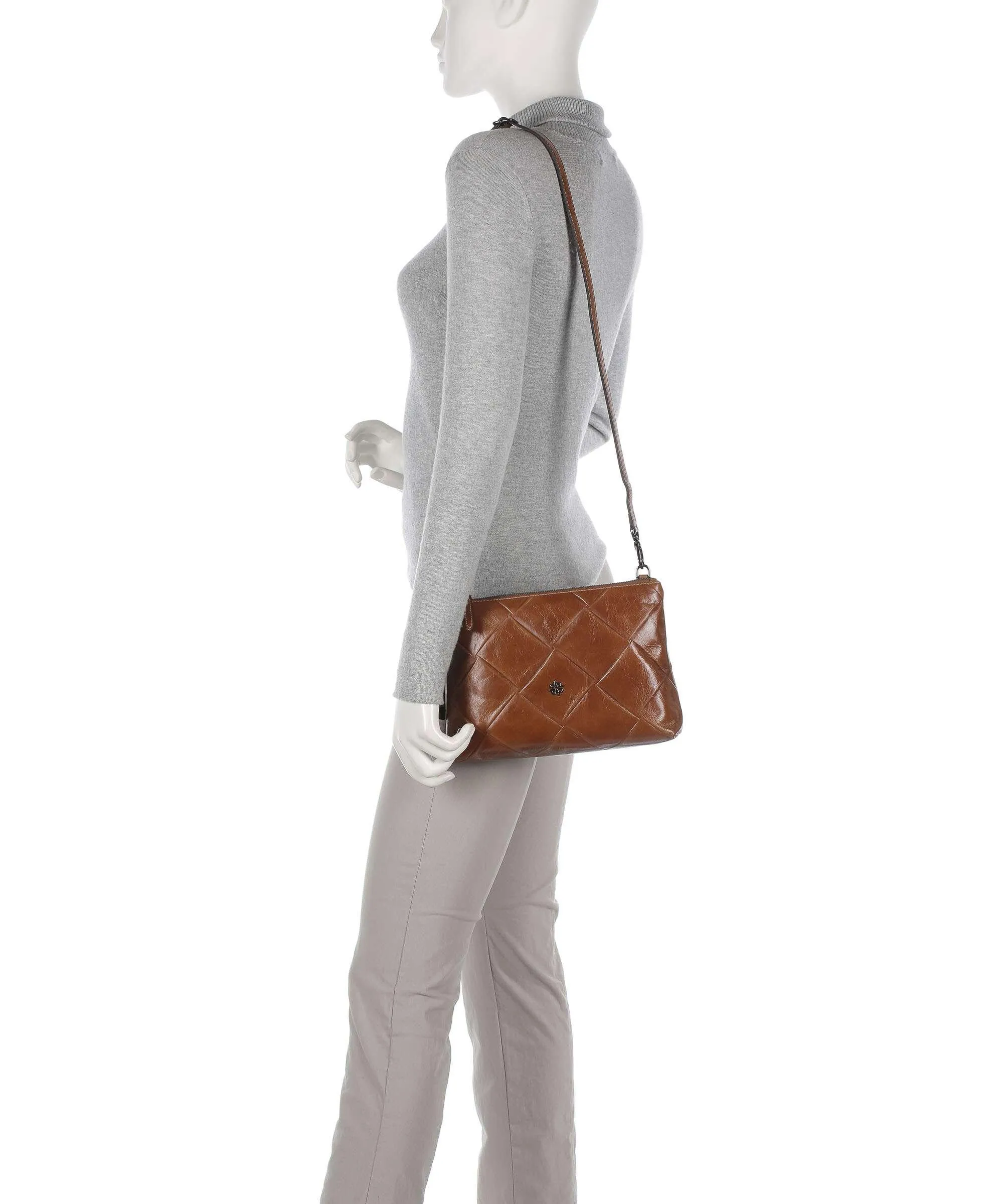  Picard Carre Borsa a tracolla pelle di vacchetta goffrata cognac  