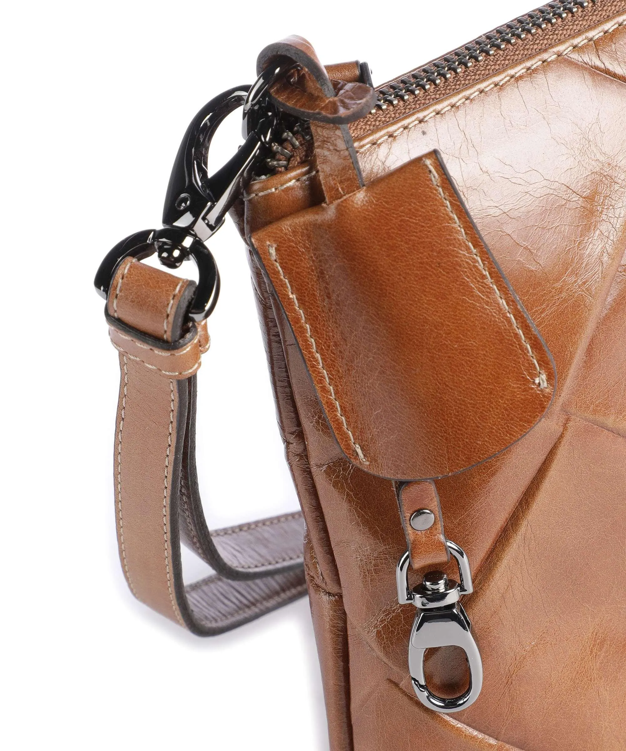  Picard Carre Borsa a tracolla pelle di vacchetta goffrata cognac  