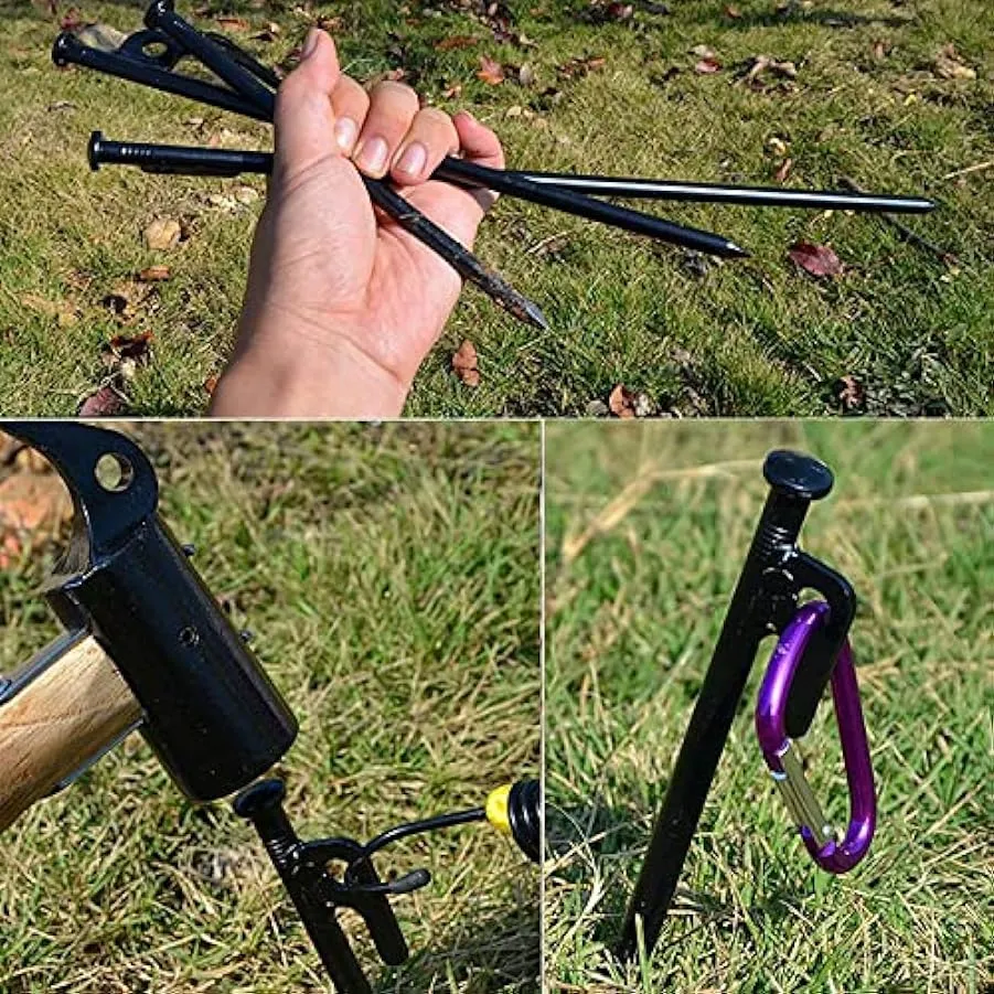 Picchetti per Tenda, 8 Pezzi Picchetti per Tenda in Acciaio per Impieghi Pesanti da 16 Pollici con 19 Tacchetti per Ghiaccio in 