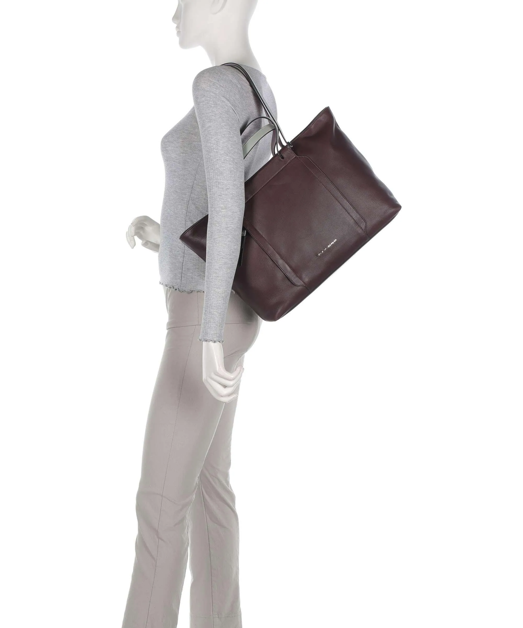  Piquadro Circle Borsa shopper 15″ pelle di vacchetta finemente grana melanzana  