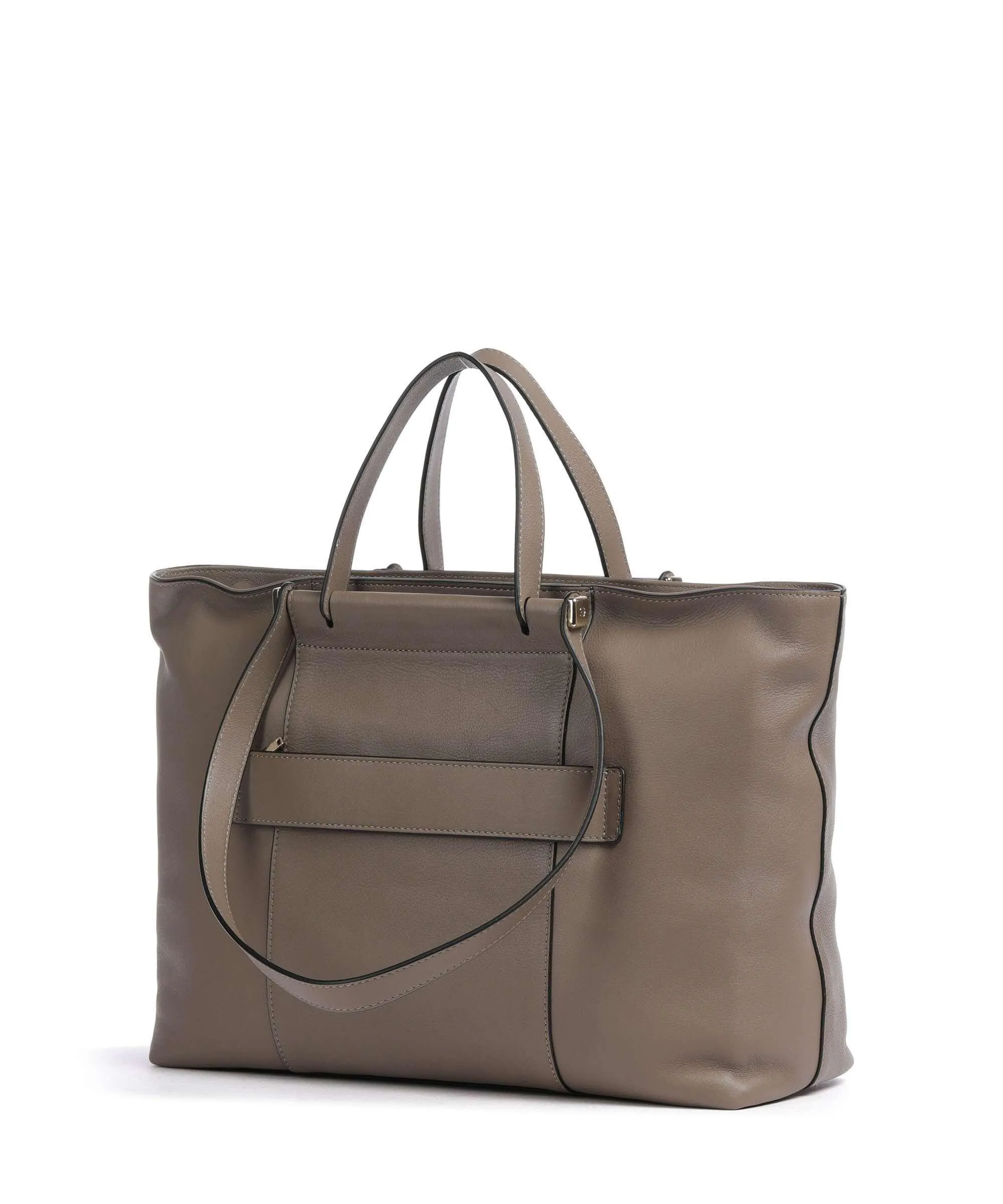  Piquadro Circle Borsa shopper 15″ pelle di vacchetta finemente grana taupe  