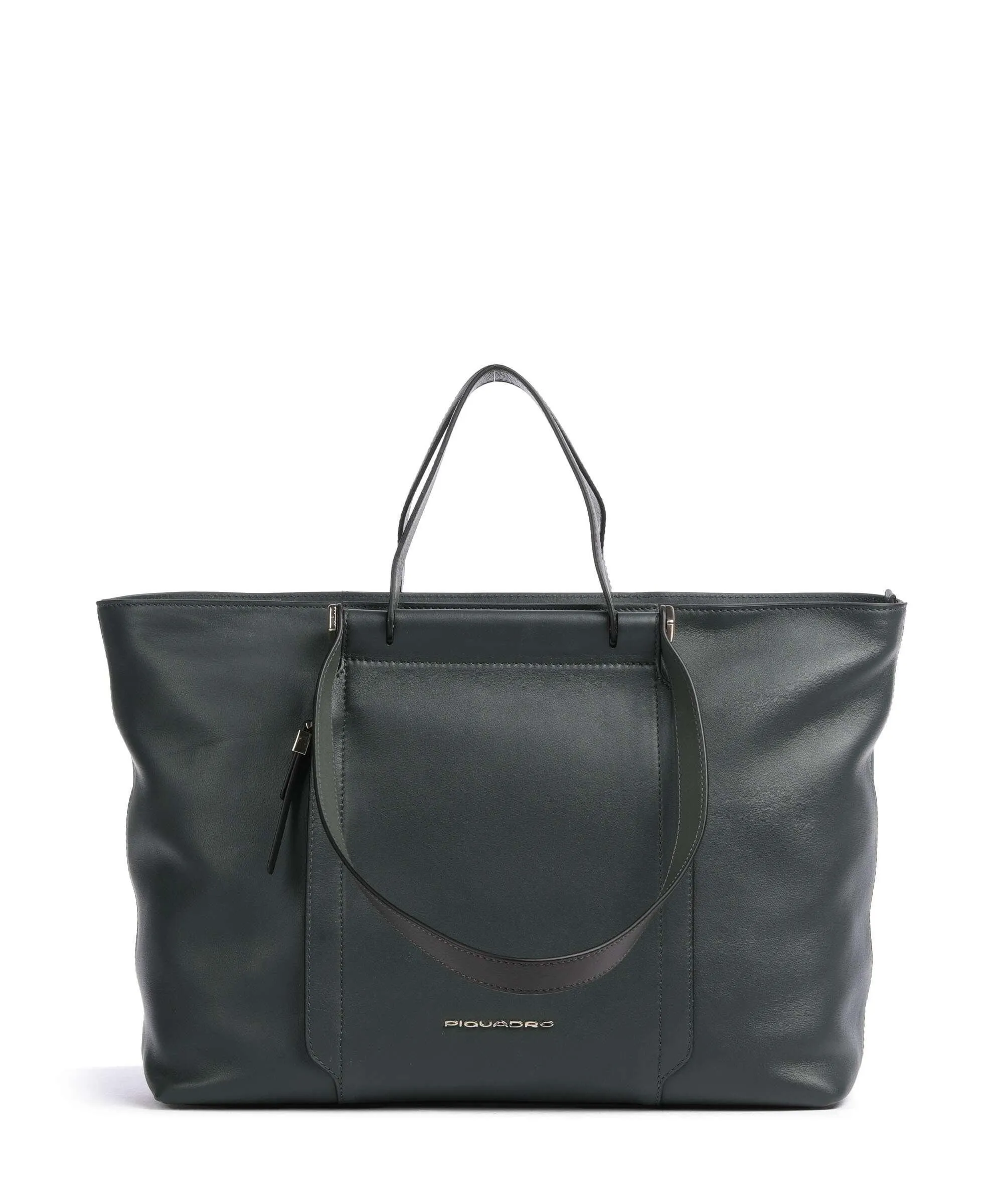  Piquadro Circle Borsa shopper 15″ pelle di vacchetta finemente grana verde scuro  