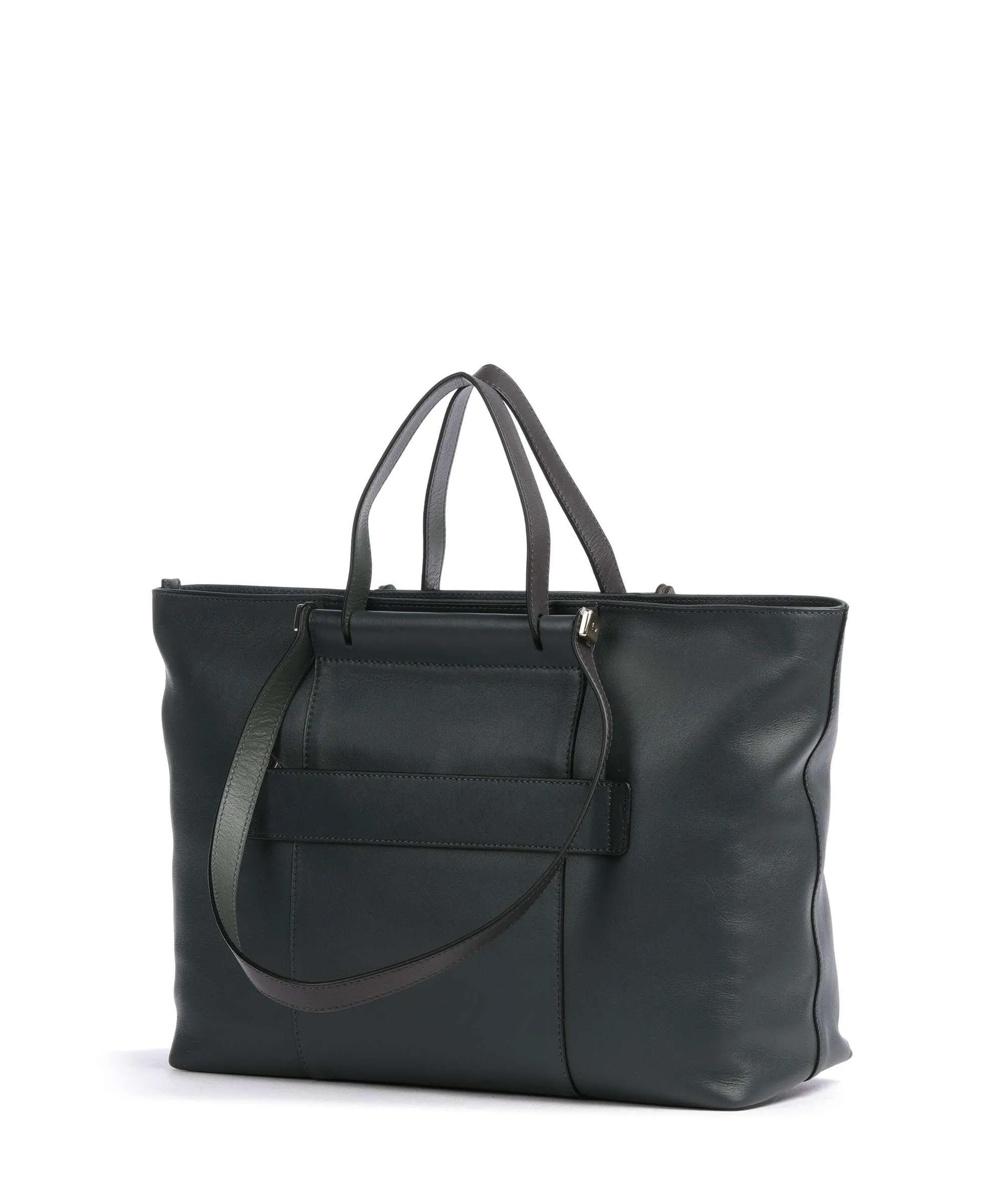  Piquadro Circle Borsa shopper 15″ pelle di vacchetta finemente grana verde scuro  