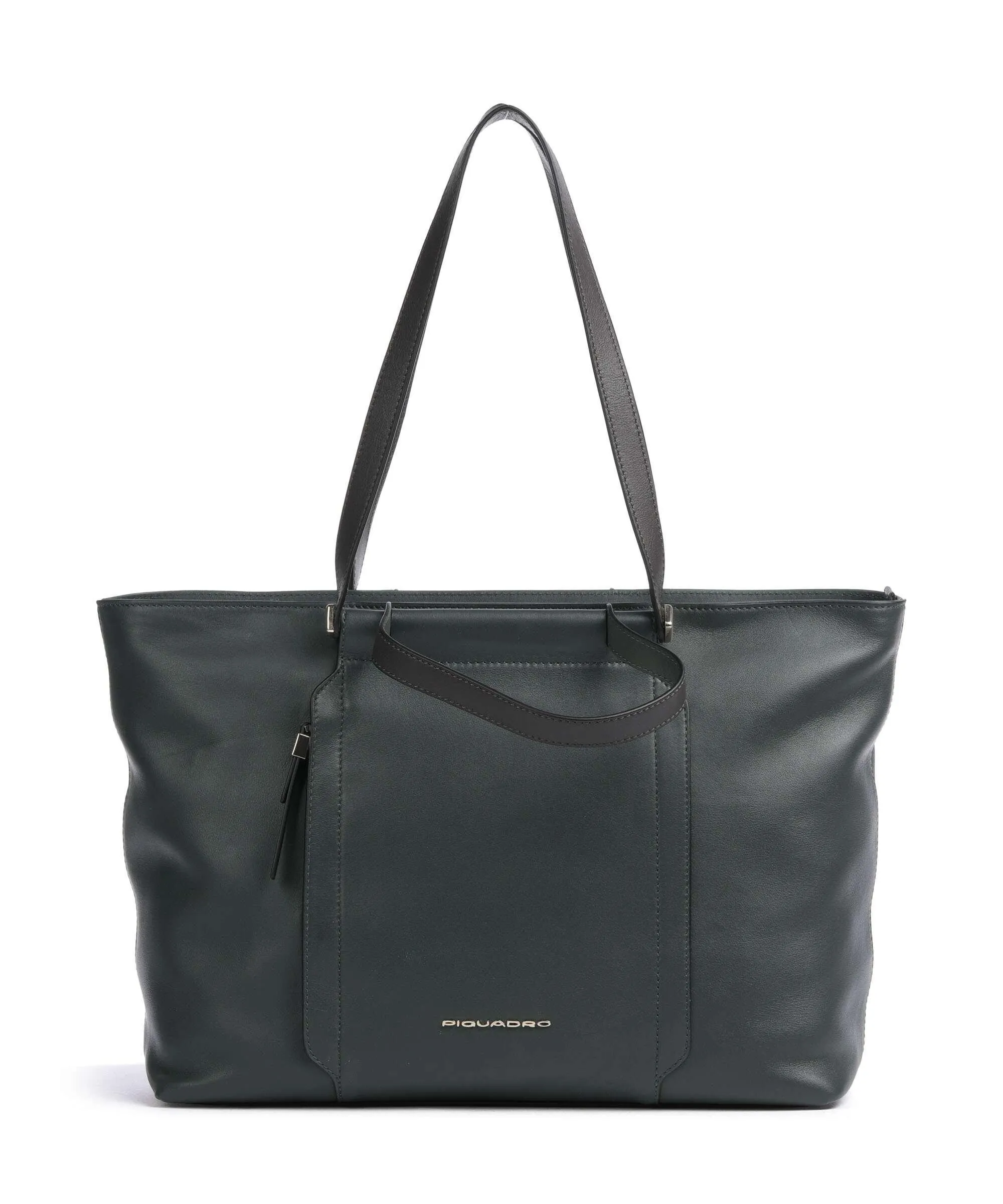  Piquadro Circle Borsa shopper 15″ pelle di vacchetta finemente grana verde scuro  