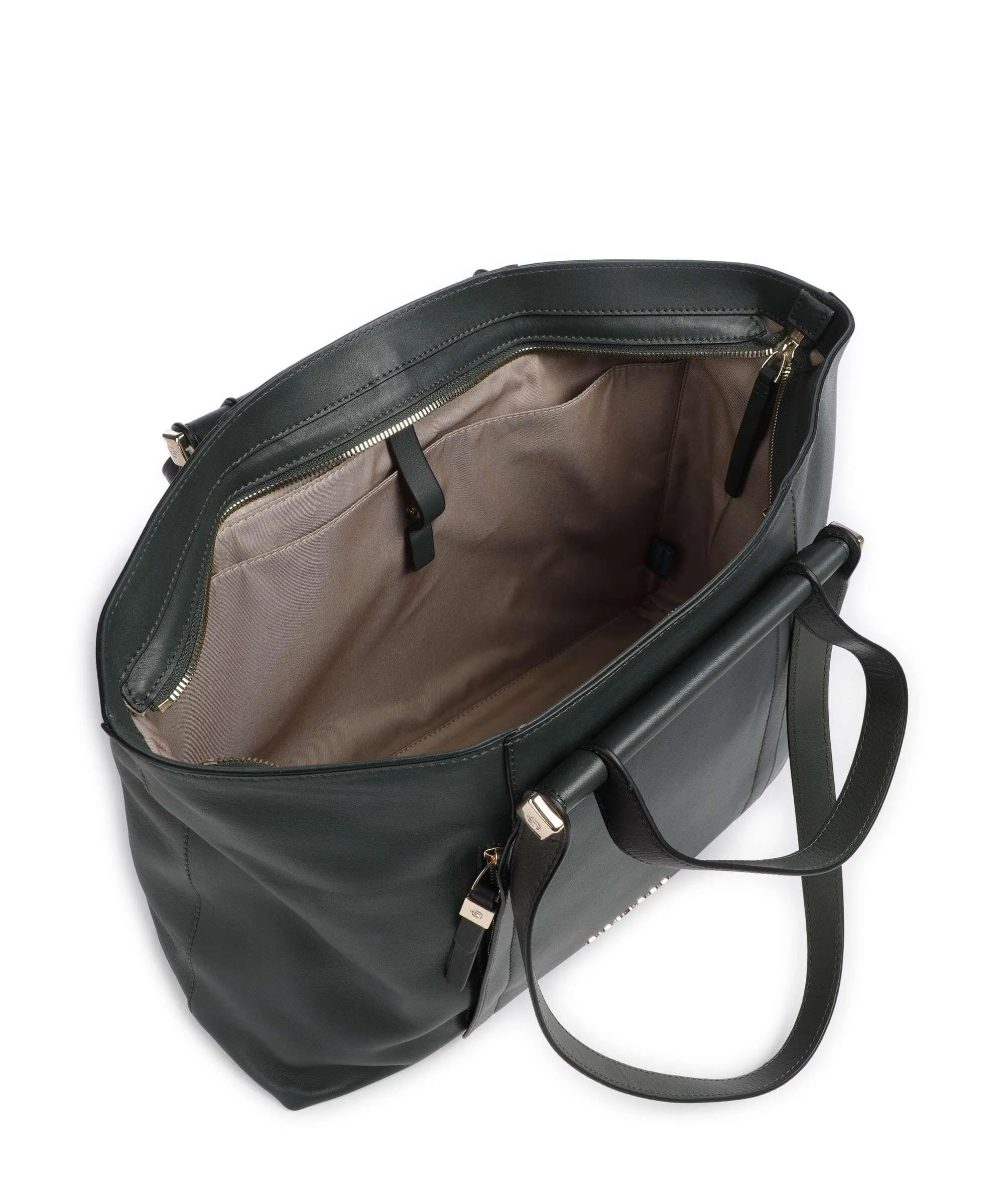  Piquadro Circle Borsa shopper 15″ pelle di vacchetta finemente grana verde scuro  