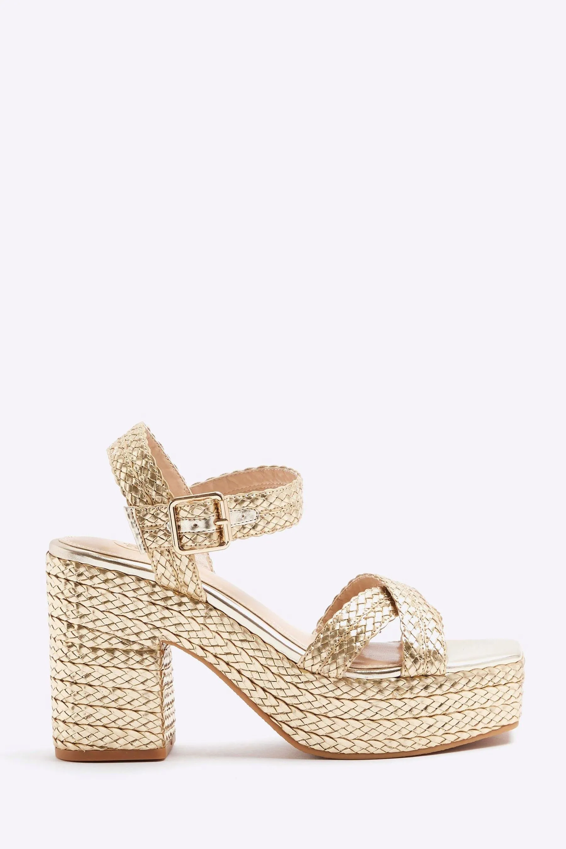 River Island - Sandali con plateau e cinturini incrociati