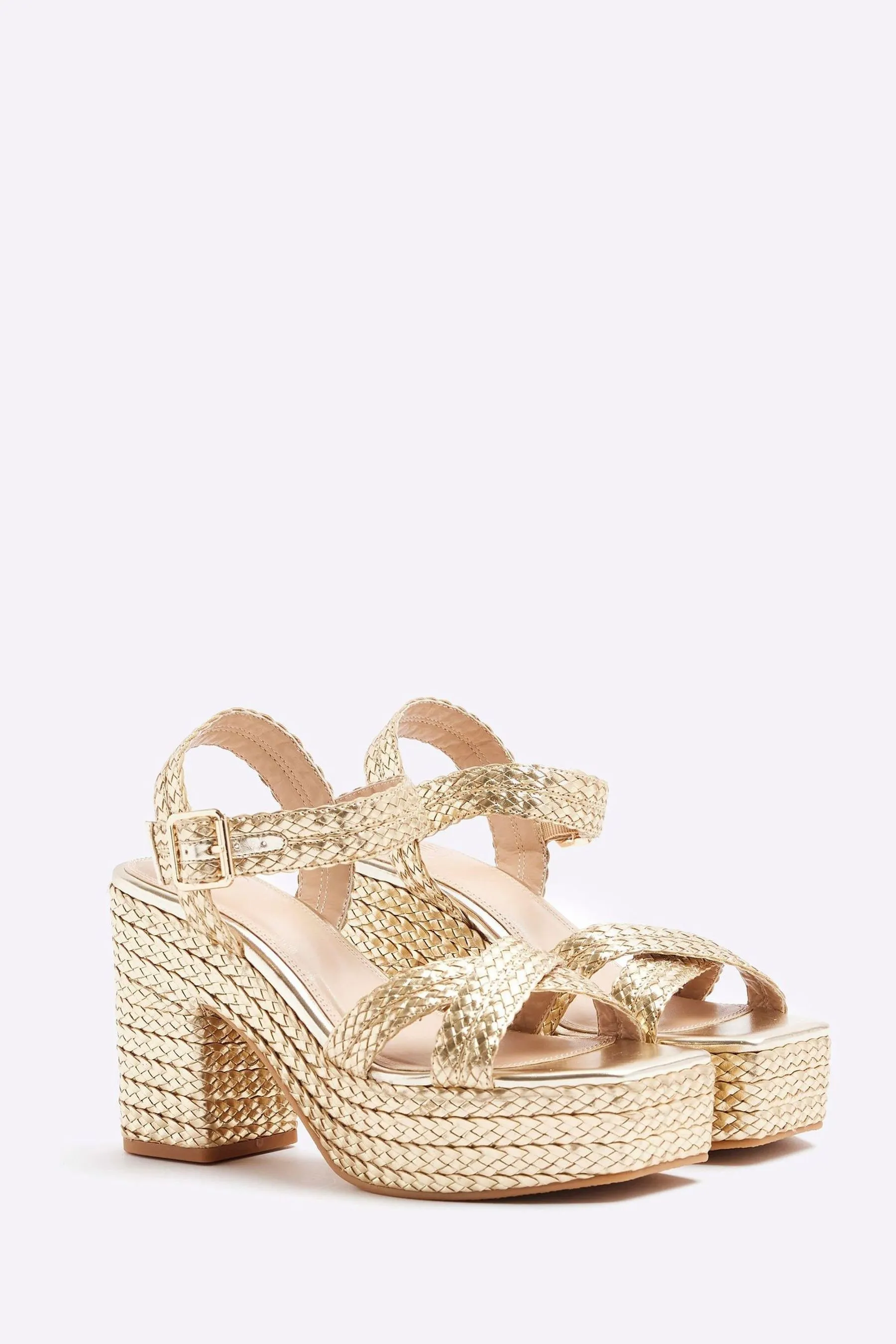 River Island - Sandali con plateau e cinturini incrociati