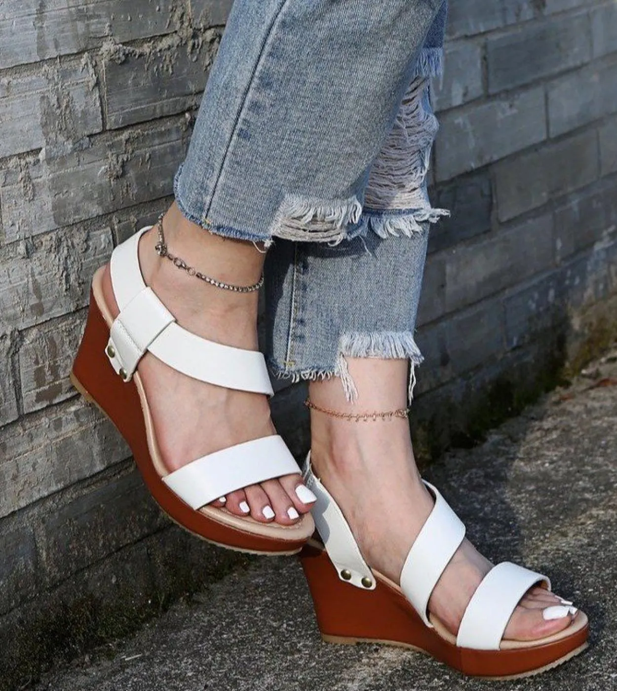 Sandali da donna Sandali con zeppa con plateau Estate Slip On Ladies Scarpe con tacco alto Fashion Open Toe Calzature femminili