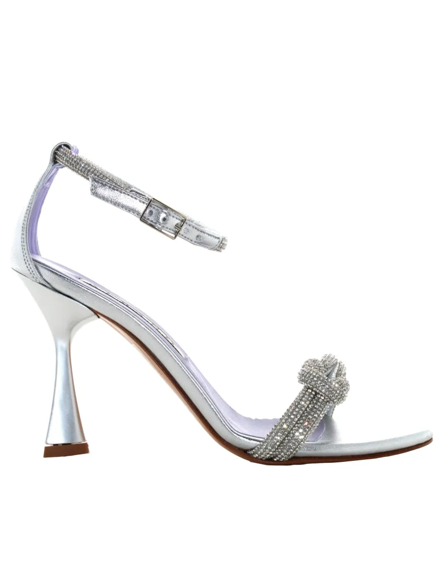 SANDALI STRASS ARGENTO NODO