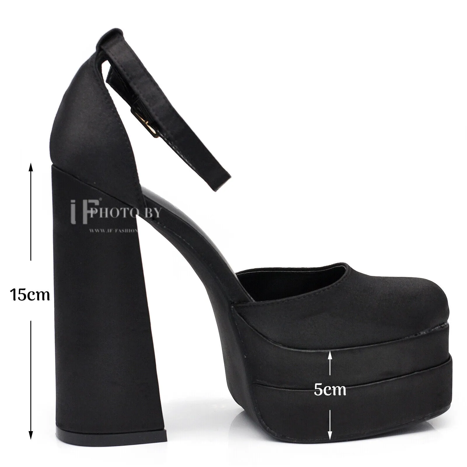 Scarpe Decoltè Da Donna Raso Con Cinturino Tacco Alto Platform plateau 909-1