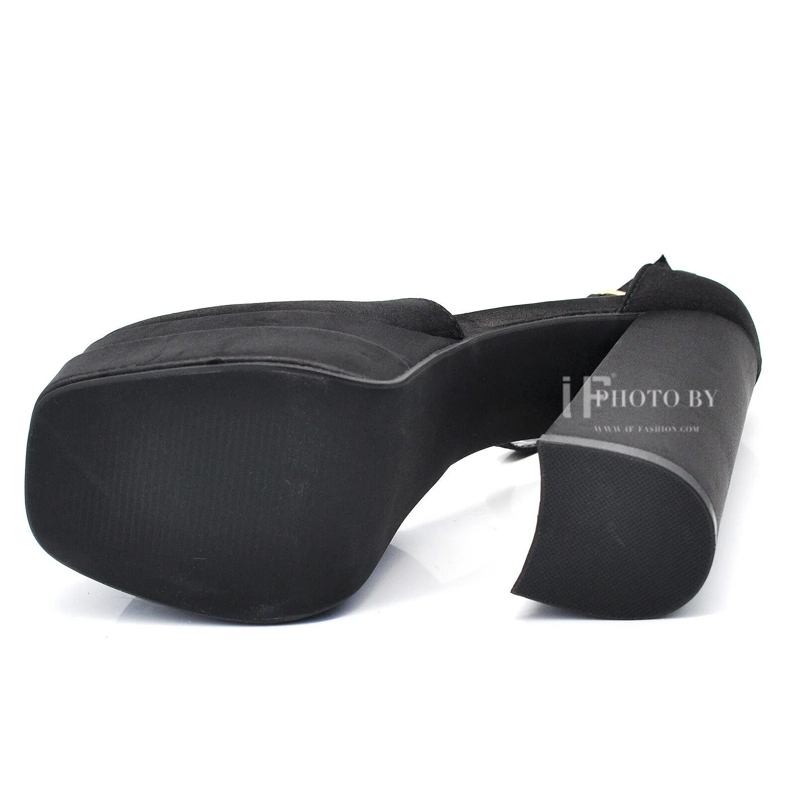 Scarpe Decoltè Da Donna Raso Con Cinturino Tacco Alto Platform plateau 909-1