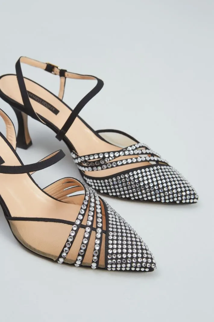 Slingback con strass e tulle