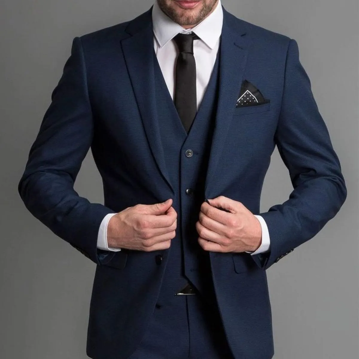 Smoking da matrimonio formale blu navy per abiti da ballo da uomo slim fit 3 pezzi fidanzato moda uomo blazer gilet con padella