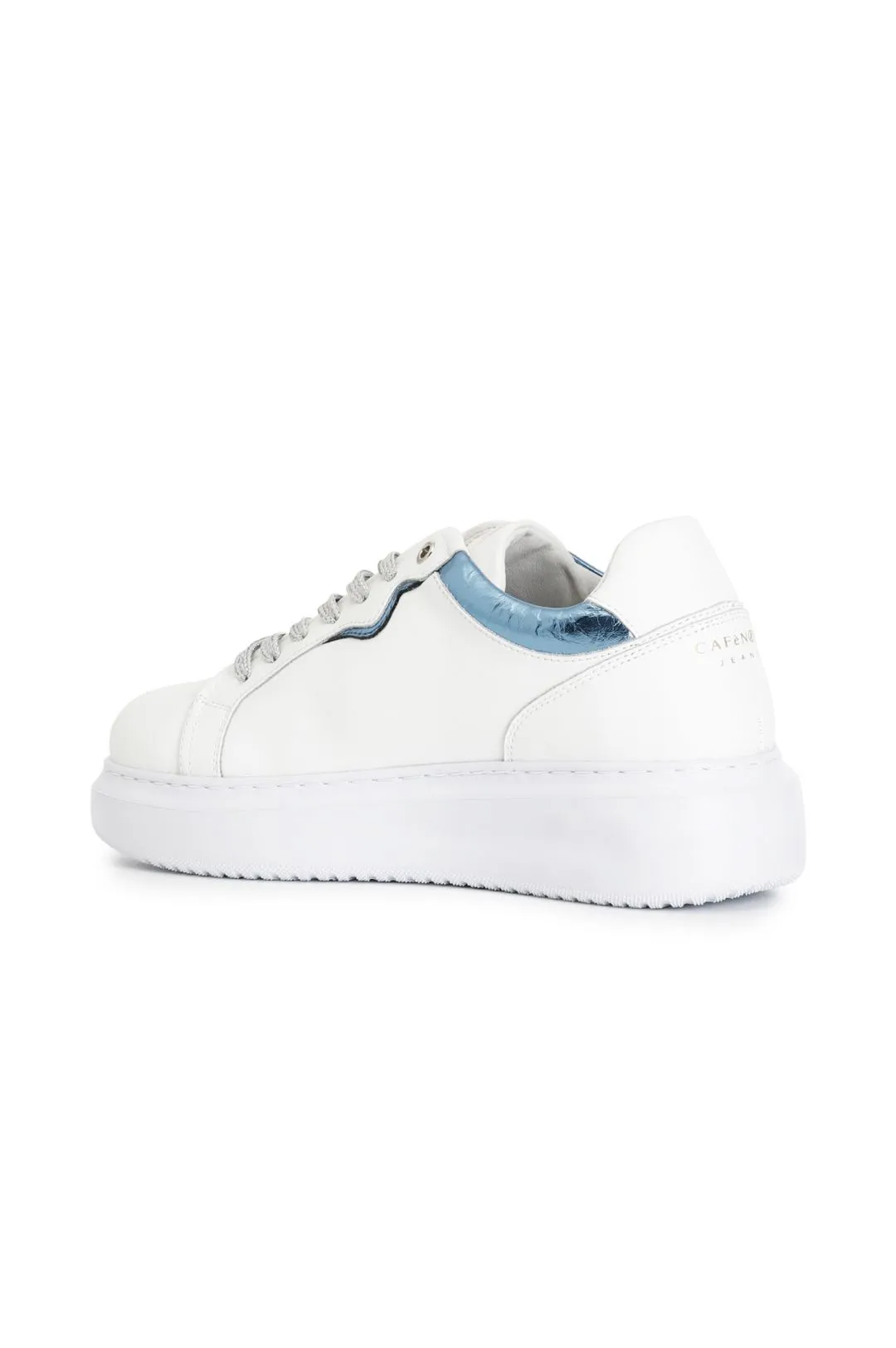 sneakers con riporto laminato bianco/turchese