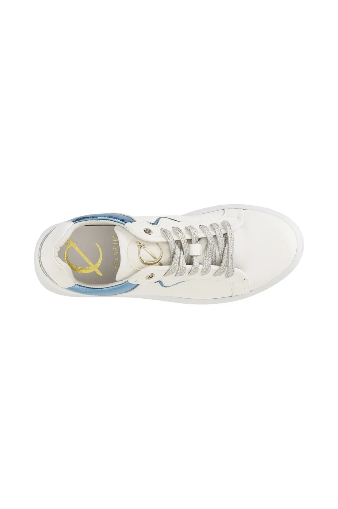 sneakers con riporto laminato bianco/turchese