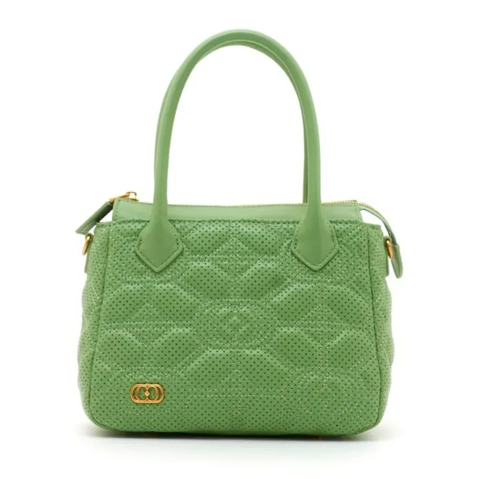 STICH&SPOON SMALL HAND SHOPPER LEATHER PISTAC