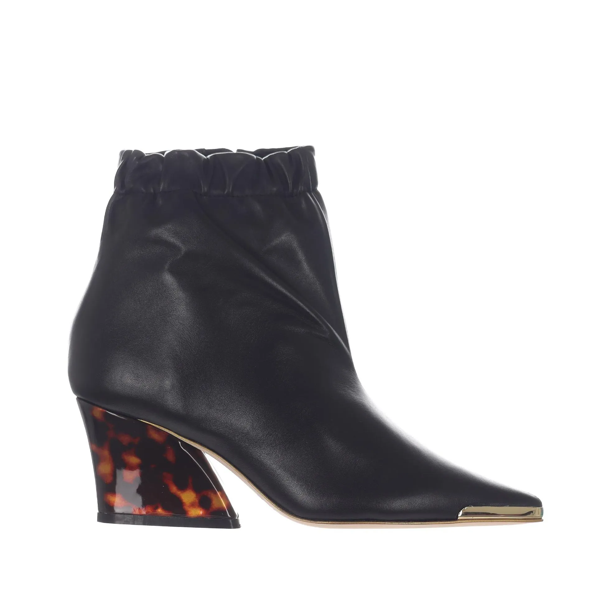 Stivaletto in pelle con tacco tartarugato