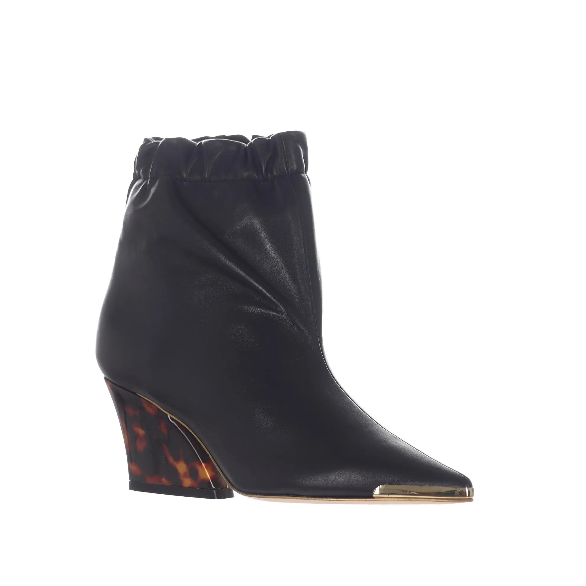 Stivaletto in pelle con tacco tartarugato