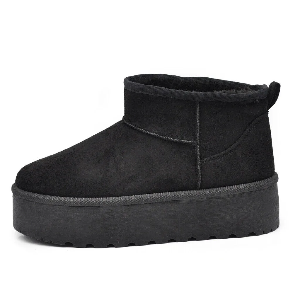Stivali Mammut Camoscio Pelosi Con Pelliccia Pelo da Donna Doposci Platform P309