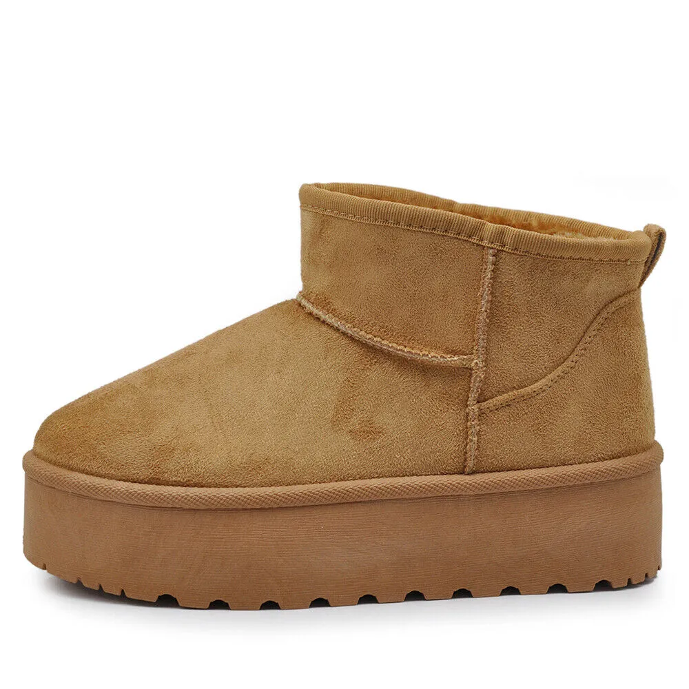 Stivali Mammut Camoscio Pelosi Con Pelliccia Pelo da Donna Doposci Platform P309
