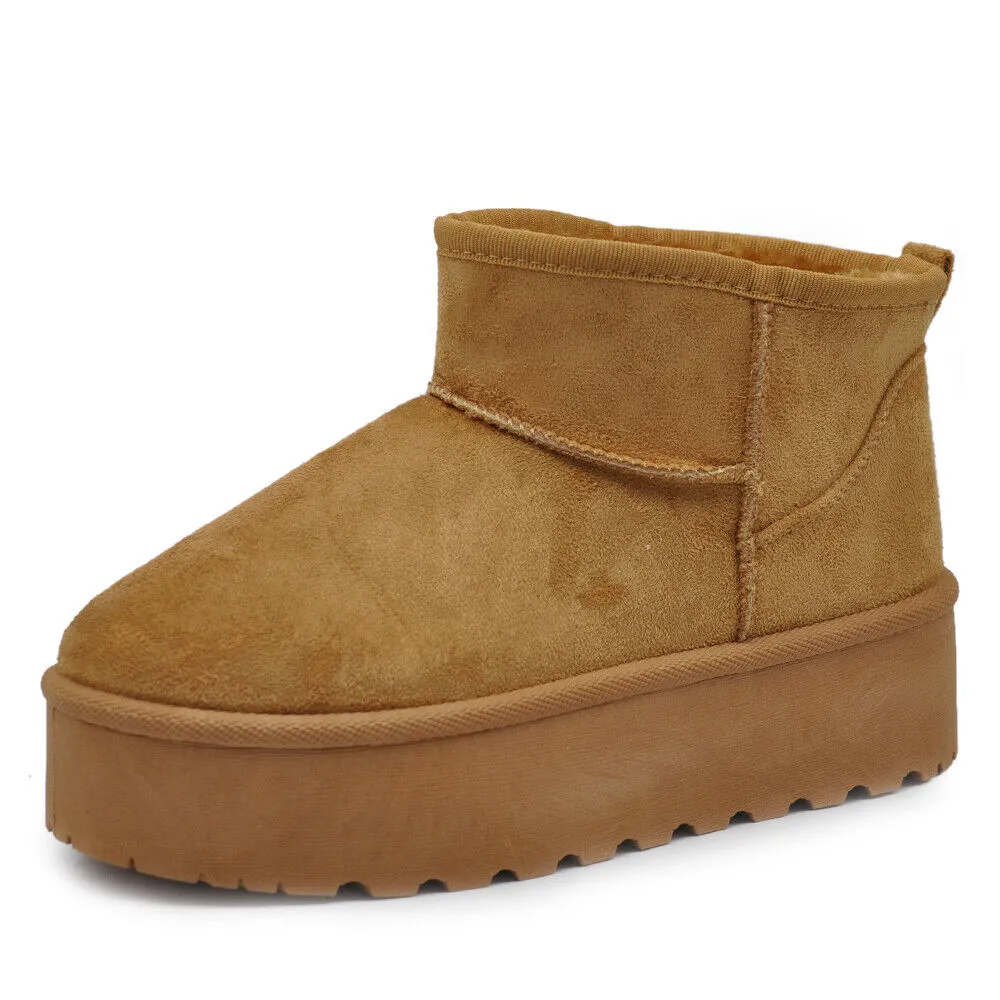 Stivali Mammut Camoscio Pelosi Con Pelliccia Pelo da Donna Doposci Platform P309