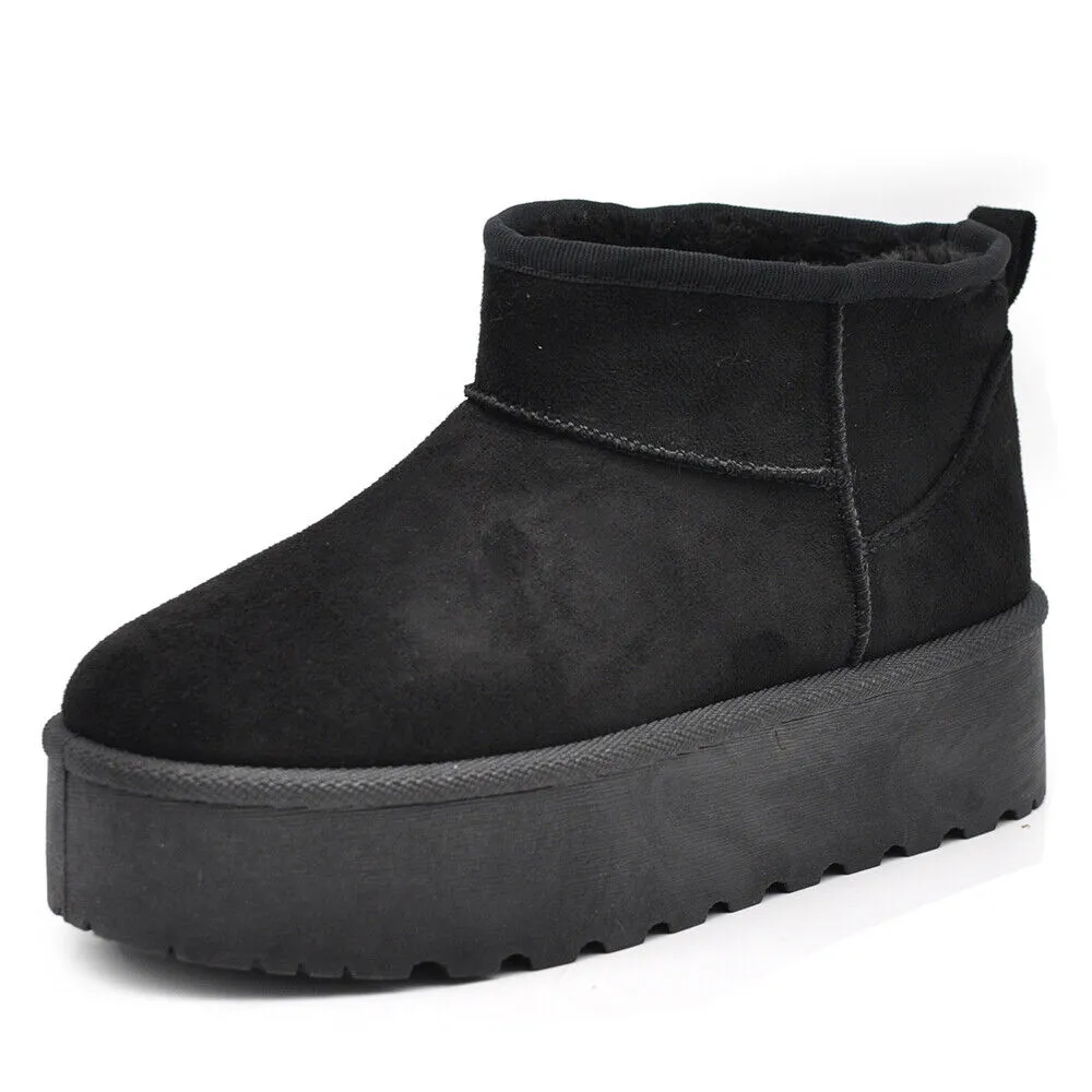 Stivali Mammut Camoscio Pelosi Con Pelliccia Pelo da Donna Doposci Platform P309