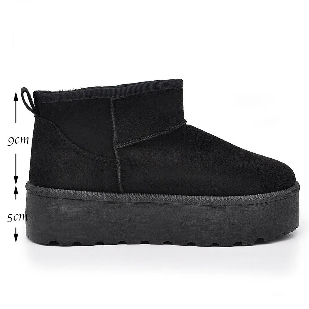 Stivali Mammut Camoscio Pelosi Con Pelliccia Pelo da Donna Doposci Platform P309