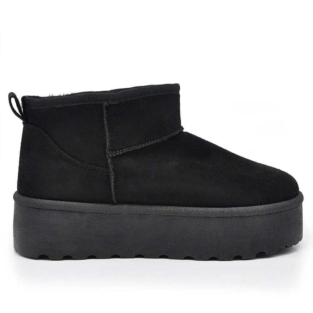 Stivali Mammut Camoscio Pelosi Con Pelliccia Pelo da Donna Doposci Platform P309