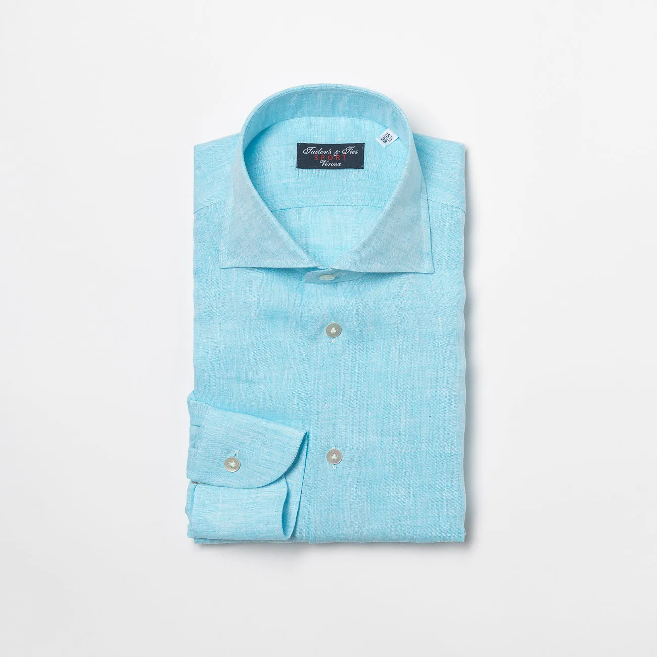 Tailor's & Ties Camicia classica Tailor's & Ties in lino azzurro