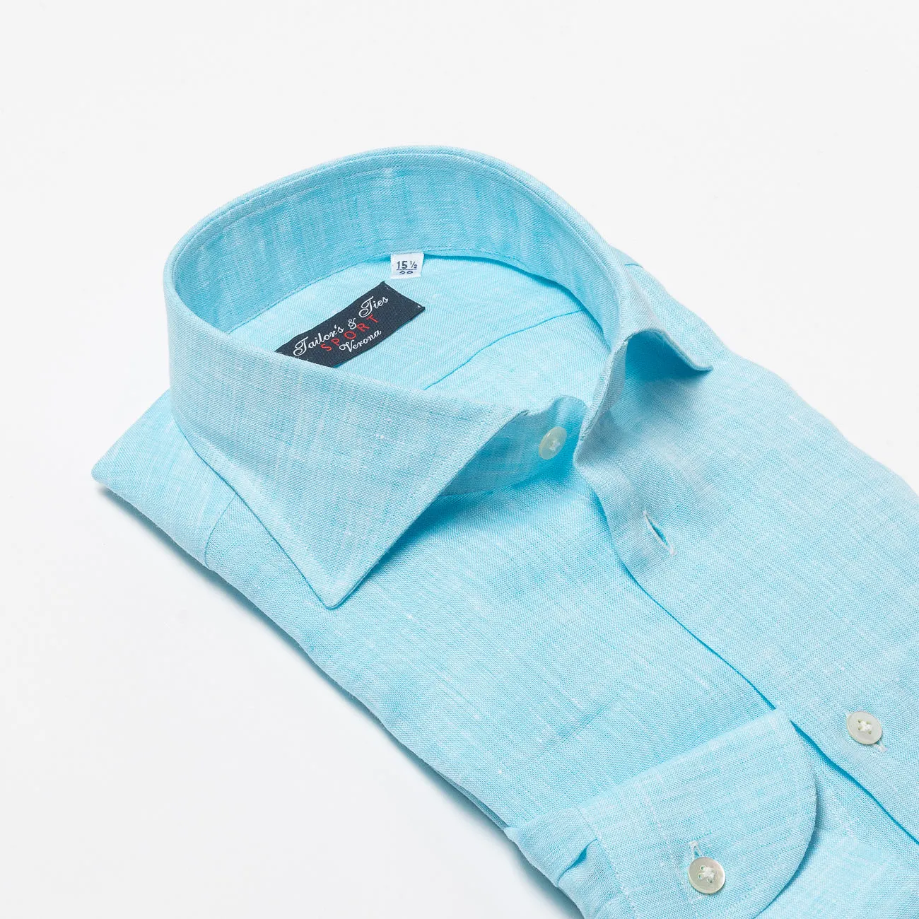 Tailor's & Ties Camicia classica Tailor's & Ties in lino azzurro