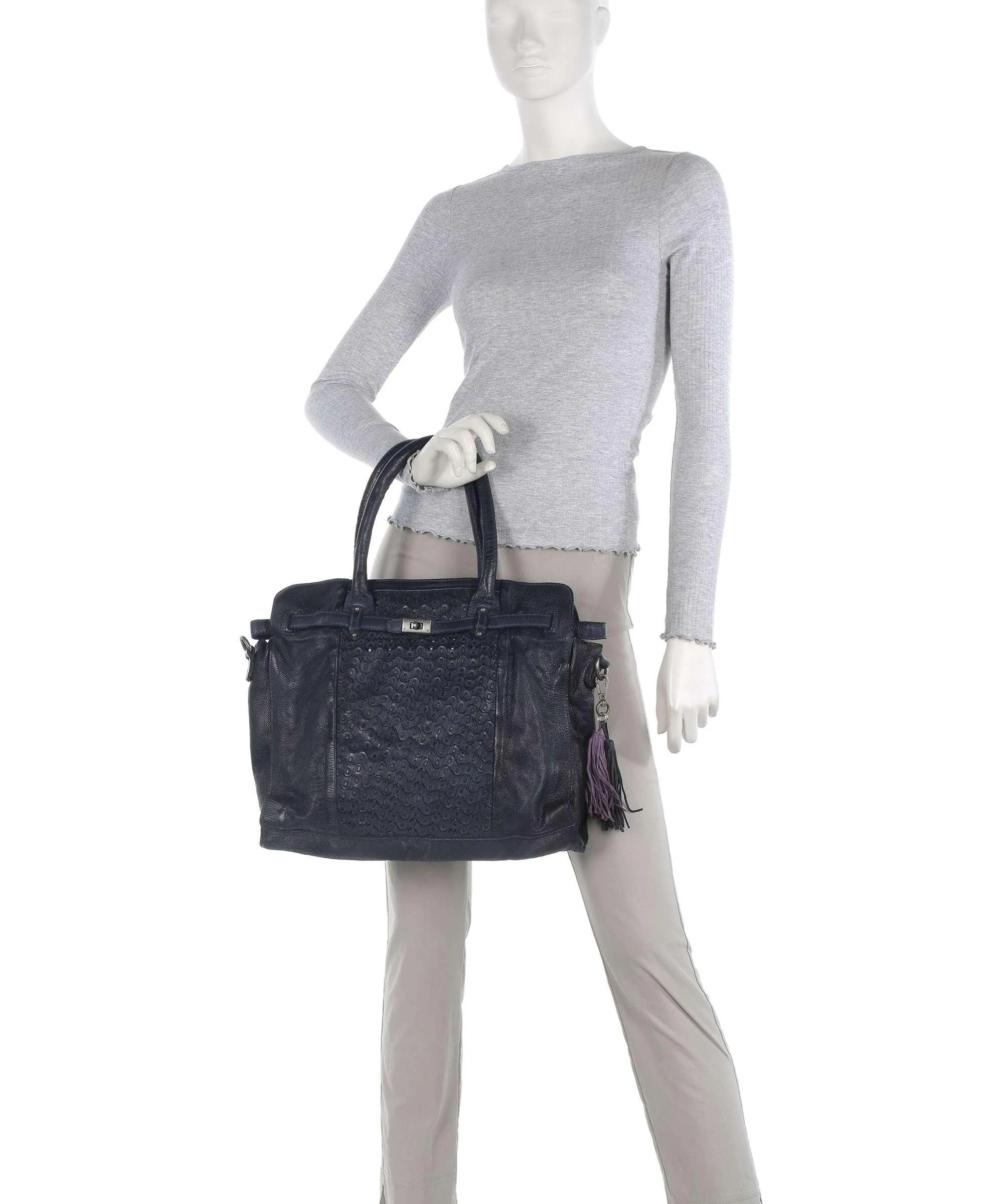  Taschendieb Wien Am Bauernmarkt 1 Borsa shopper pelle di vacchetta grana navy  