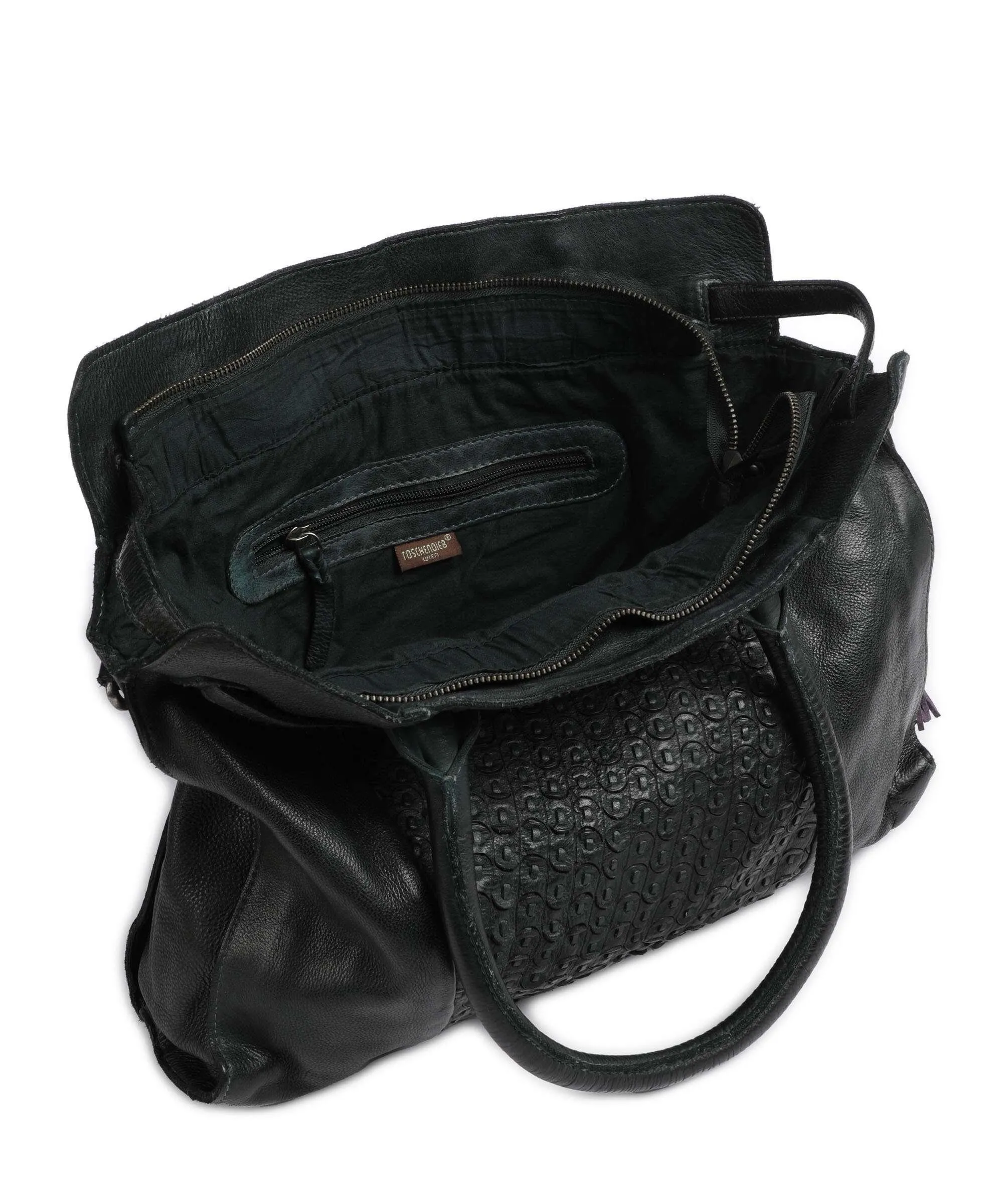  Taschendieb Wien Am Bauernmarkt 1 Borsa shopper pelle di vacchetta grana verde scuro  