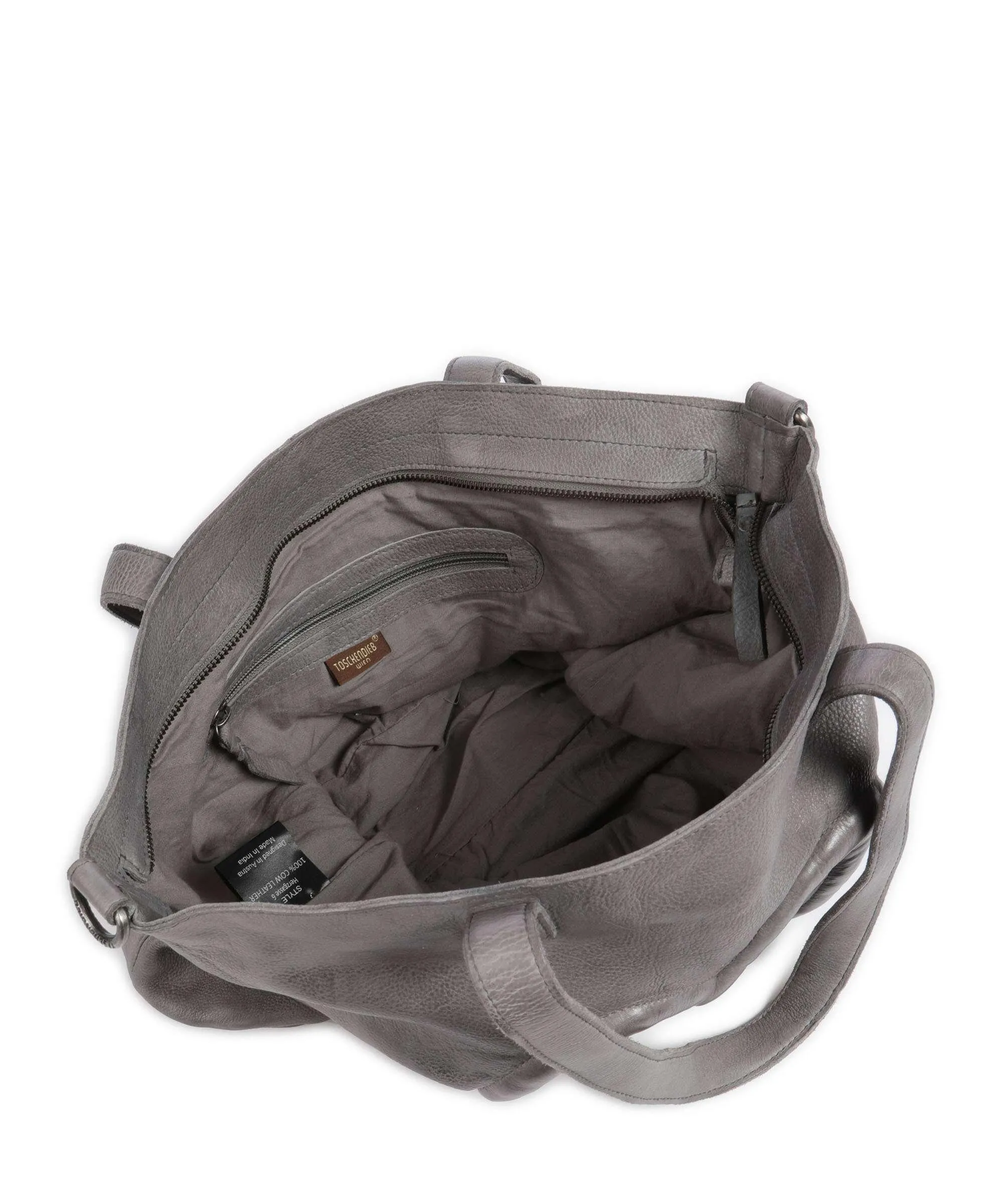  Taschendieb Wien Herzgasse 6 Borsa shopper pelle di vacchetta grana grigio  