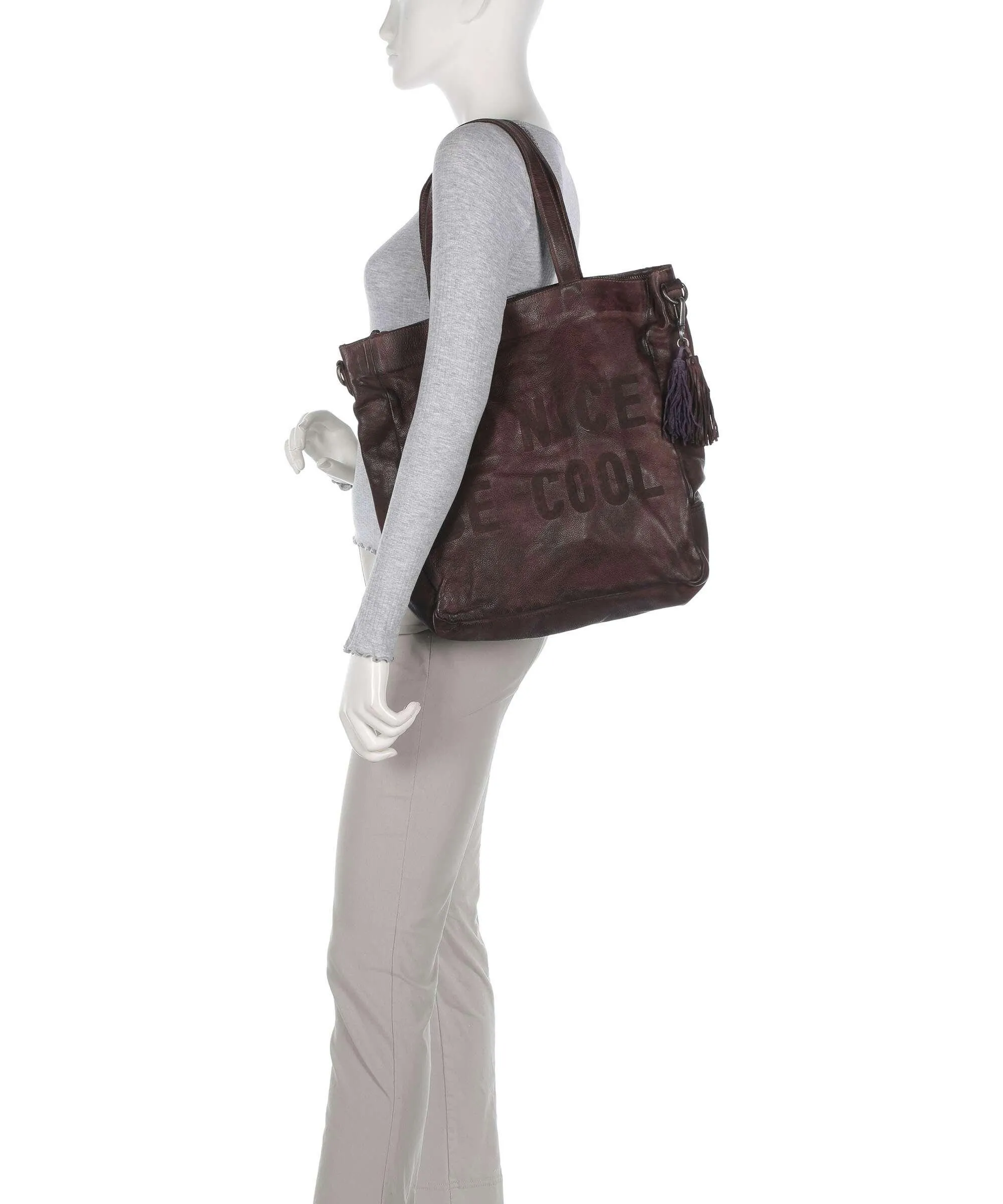  Taschendieb Wien Paniglgasse 1 Borsa shopper pelle di vacchetta grana cioccolato  